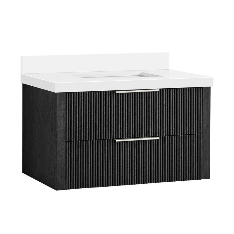 Vinnova 709936-OK-PQ Barcelona 36" Floating Single Bath Vanity in Oak Weathered Black