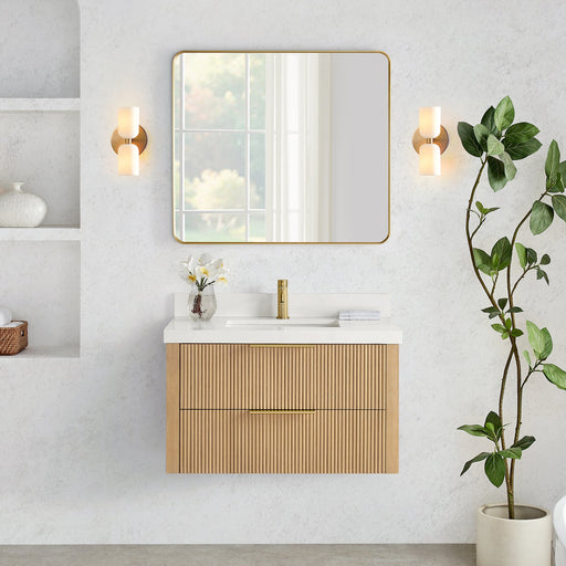 Vinnova 709936-WA-PQ Barcelona 36" Floating Single Bath Vanity in Washed Ash Grey