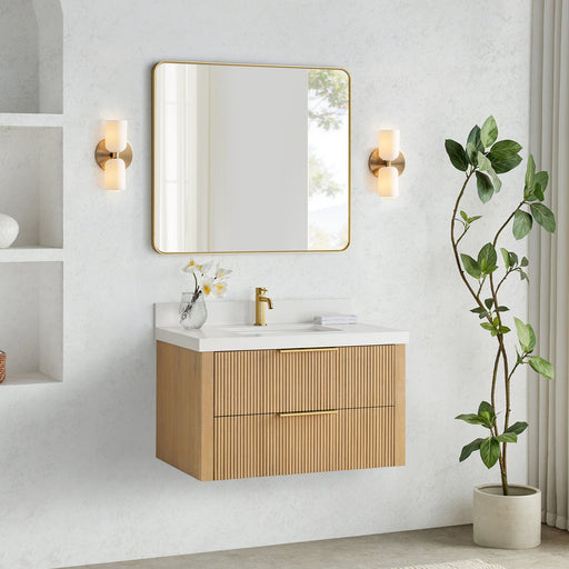 Vinnova 709936-WA-PQ Barcelona 36" Floating Single Bath Vanity in Washed Ash Grey - view 2