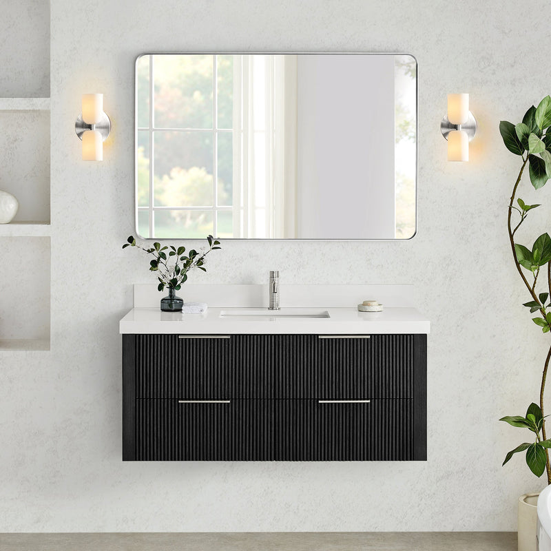 Vinnova 709948-OK-PQ Barcelona 48" Floating Single Bath Vanity in Oak Weathered Black