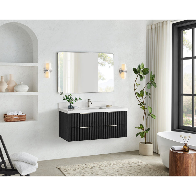 Vinnova 709948-OK-PQ Barcelona 48" Floating Single Bath Vanity in Oak Weathered Black