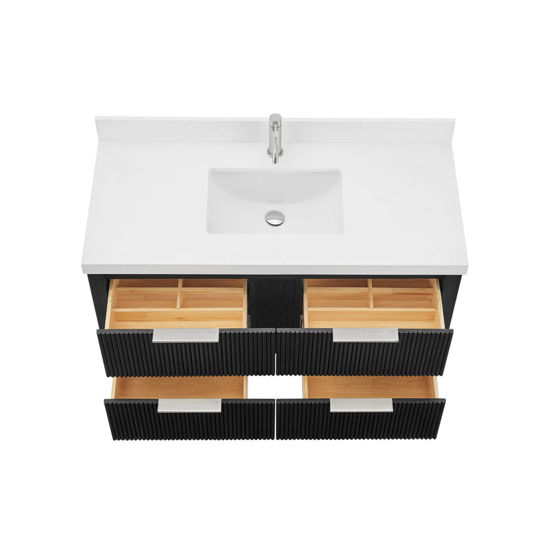 Vinnova 709948-OK-PQ Barcelona 48" Floating Single Bath Vanity in Oak Weathered Black