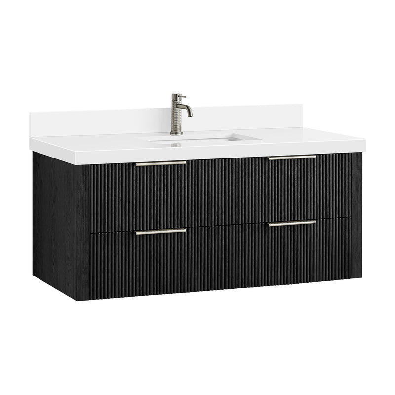 Vinnova 709948-OK-PQ Barcelona 48" Floating Single Bath Vanity in Oak Weathered Black