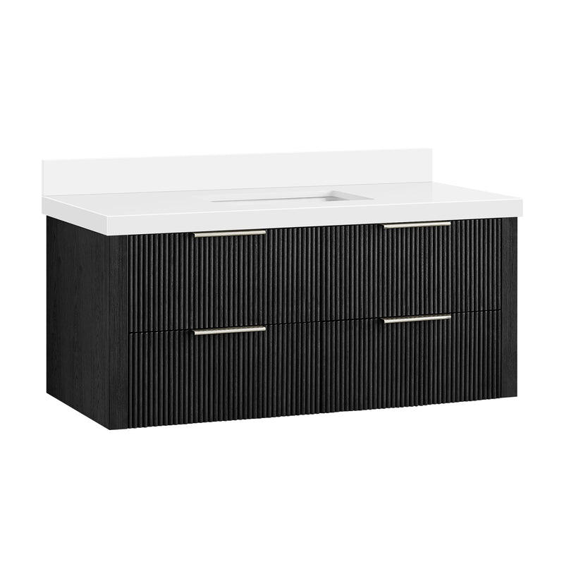 Vinnova 709948-OK-PQ Barcelona 48" Floating Single Bath Vanity in Oak Weathered Black