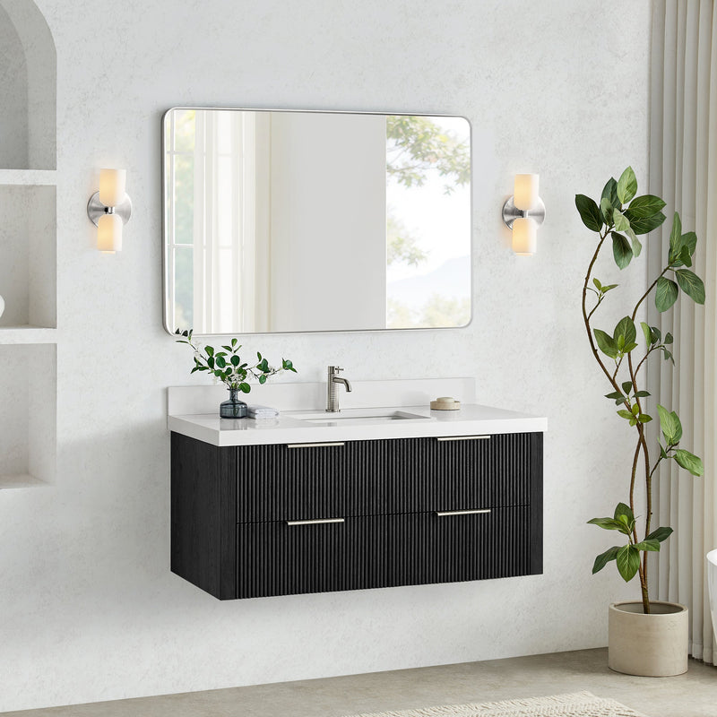 Vinnova 709948-OK-PQ Barcelona 48" Floating Single Bath Vanity in Oak Weathered Black