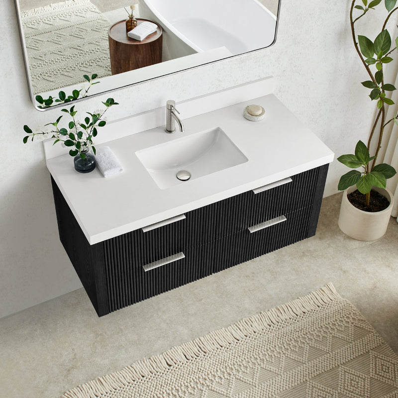 Vinnova 709948-OK-PQ Barcelona 48" Floating Single Bath Vanity in Oak Weathered Black