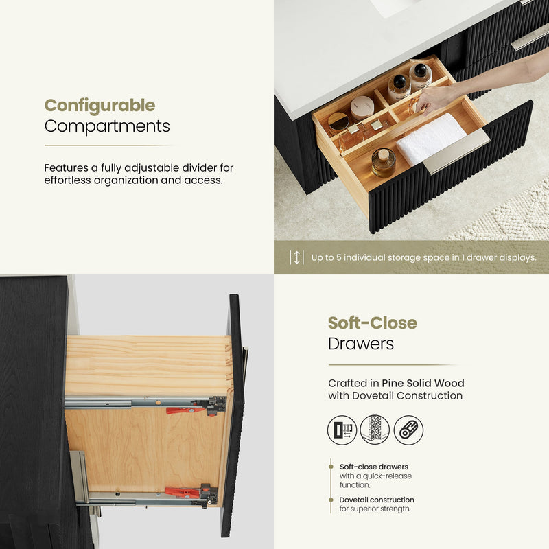 Vinnova 709948-OK-PQ Barcelona 48" Floating Single Bath Vanity in Oak Weathered Black