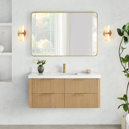 Vinnova 709948-WA-PQ Barcelona 48" Floating Single Bath Vanity in Washed Ash Grey