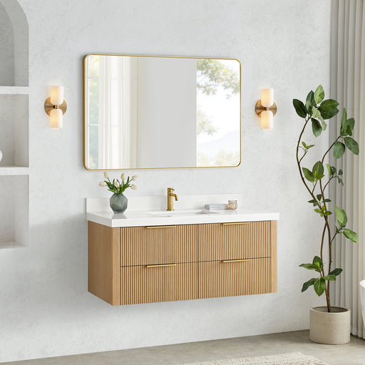 Vinnova 709948-WA-PQ Barcelona 48" Floating Single Bath Vanity in Washed Ash Grey - view 2