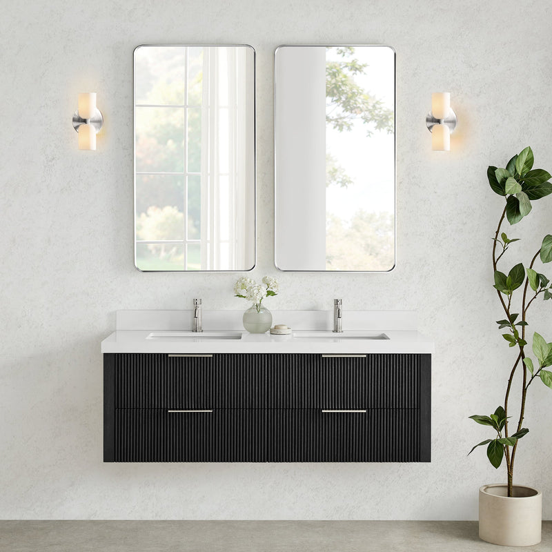 Vinnova 709960M-OK-PQ Barcelona 60M" Floating Double Bath Vanity in Oak Weathered Black