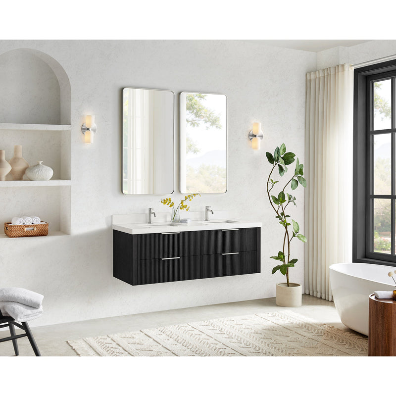 Vinnova 709960M-OK-PQ Barcelona 60M" Floating Double Bath Vanity in Oak Weathered Black