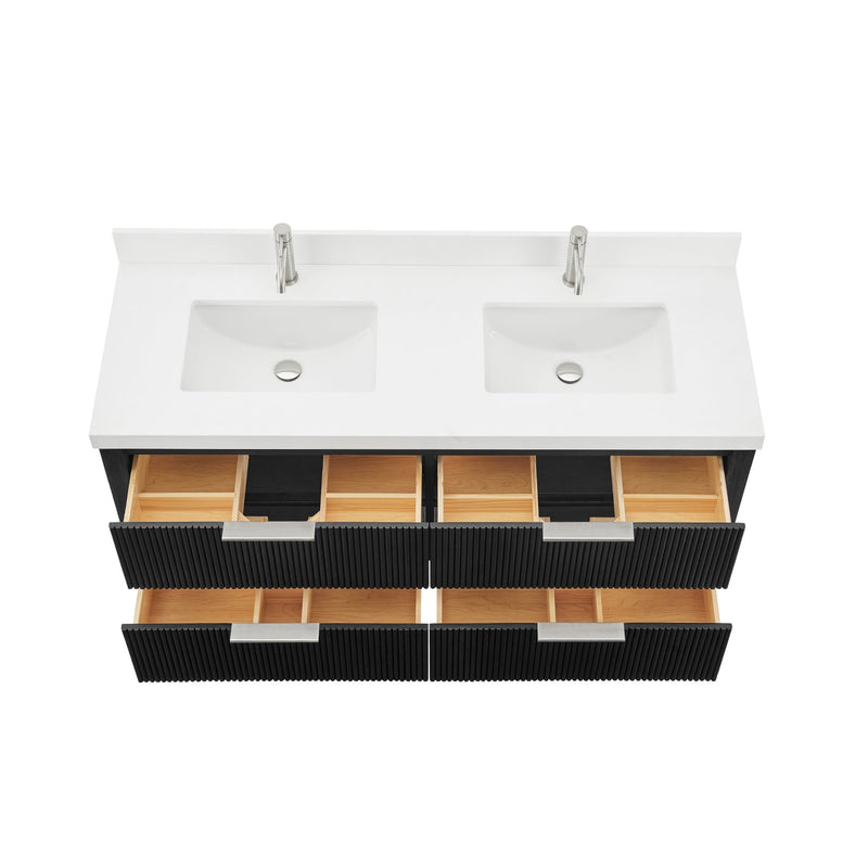 Vinnova 709960M-OK-PQ Barcelona 60M" Floating Double Bath Vanity in Oak Weathered Black