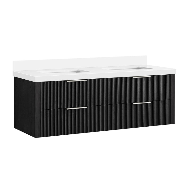 Vinnova 709960M-OK-PQ Barcelona 60M" Floating Double Bath Vanity in Oak Weathered Black