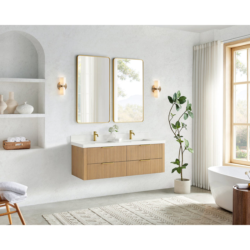 Vinnova 709960M-WA-PQ Barcelona 60M" Floating Double Bath Vanity in Washed Ash Grey