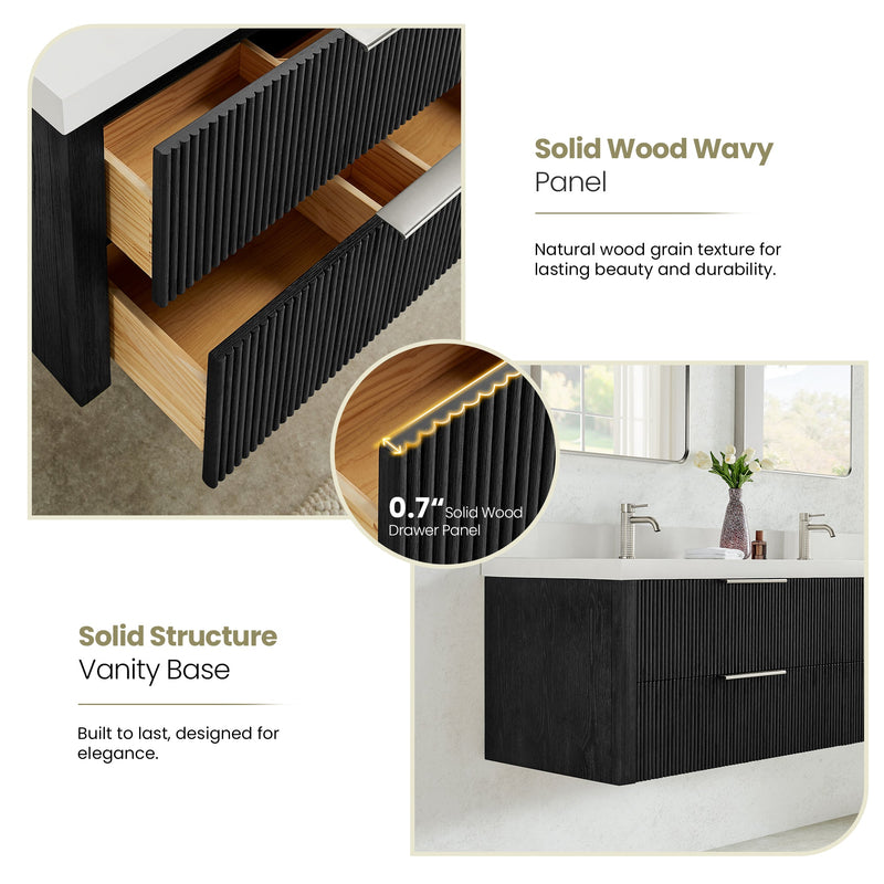 Vinnova 709972-OK-PQ Barcelona 72" Floating Double Bath Vanity in Oak Weathered Black