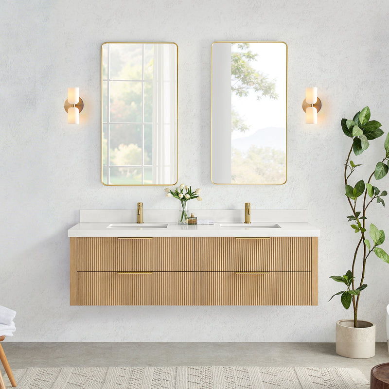 Vinnova 709972-WA-PQ Barcelona 72" Floating Double Bath Vanity in Washed Ash Grey