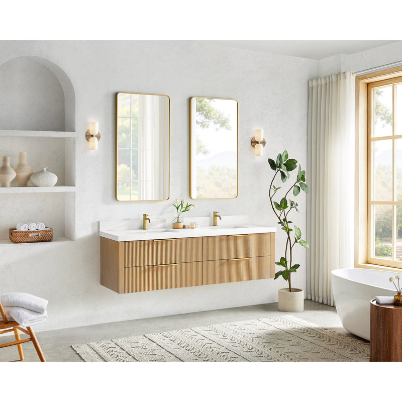 Vinnova 709972-WA-PQ Barcelona 72" Floating Double Bath Vanity in Washed Ash Grey