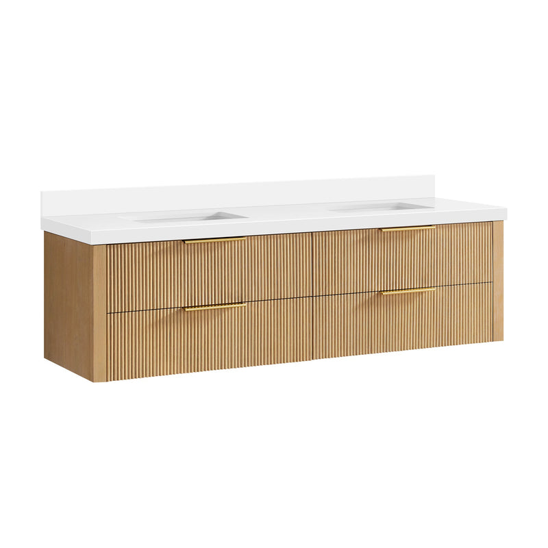 Vinnova 709972-WA-PQ Barcelona 72" Floating Double Bath Vanity in Washed Ash Grey