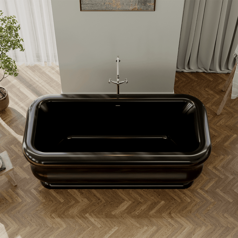Magnus 158365 71" Extra Wide Calhoun Acrylic Freestanding Tub With Insulation - Glossy Black