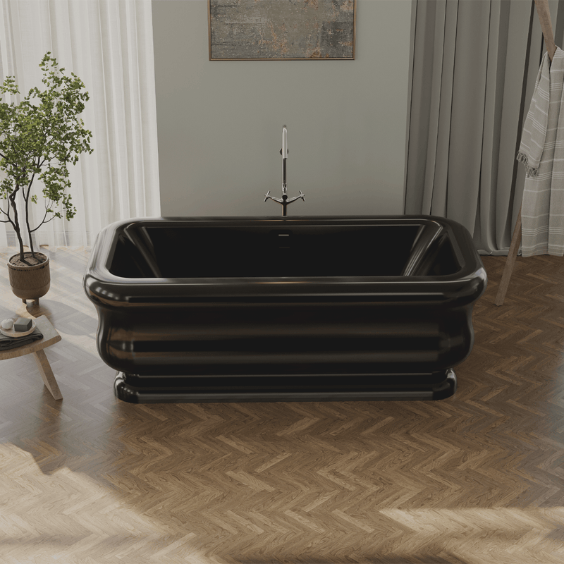 Magnus 158365 71" Extra Wide Calhoun Acrylic Freestanding Tub With Insulation - Glossy Black