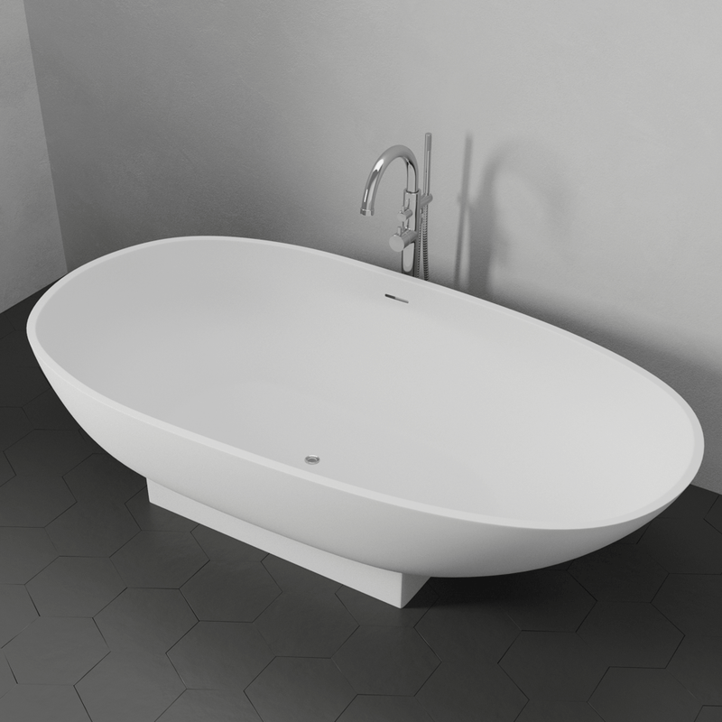 Magnus 110068 71" Madrid Solid Surface Stone Resin Freestanding Bathtub