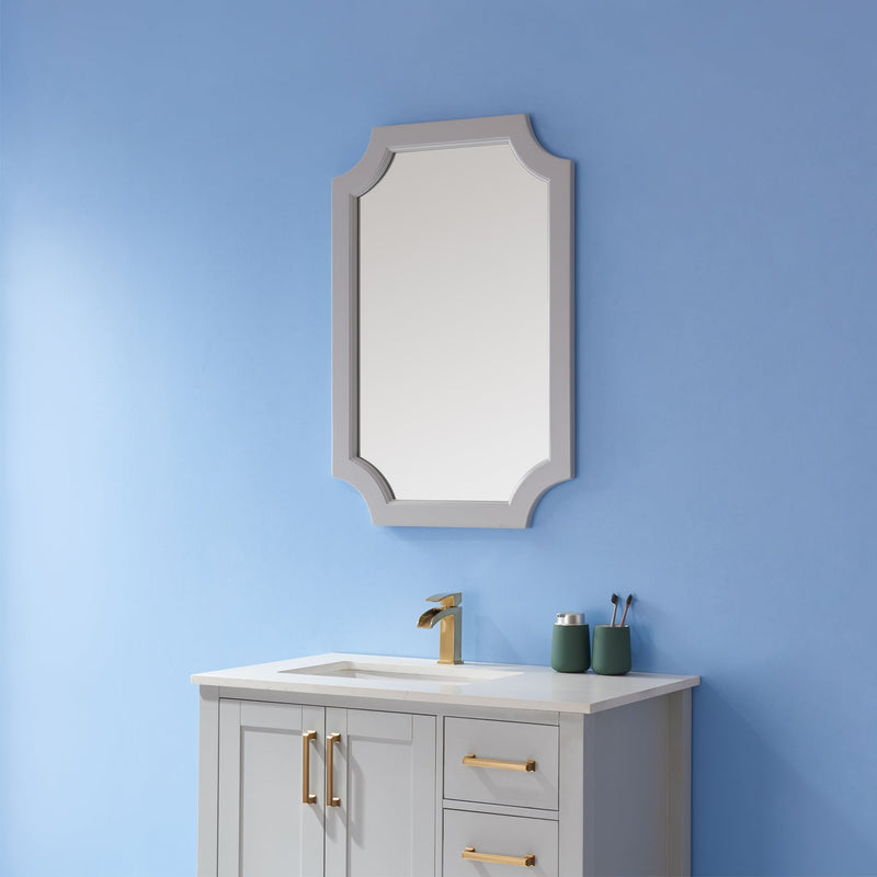 Vinnova 711024-MIR-PG Vinnova Grossetto 24" Irregular Farmhouse Bathroom / Vanity framed Wall Mounted Mirror in Paris Grey