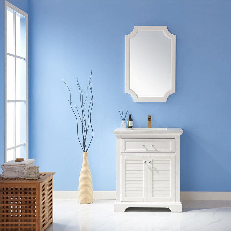 Vinnova 711024-MIR-PG Vinnova Grossetto 24" Irregular Farmhouse Bathroom / Vanity framed Wall Mounted Mirror in Paris Grey