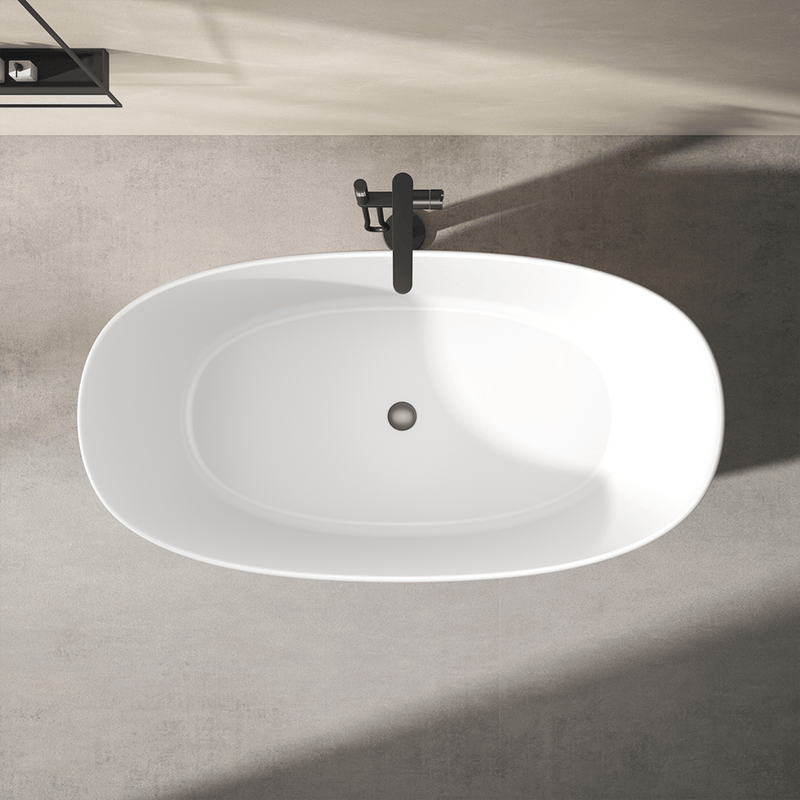 Magnus 158094 72" Bandon Solid Surface Stone Resin Freestanding Tub - Matte