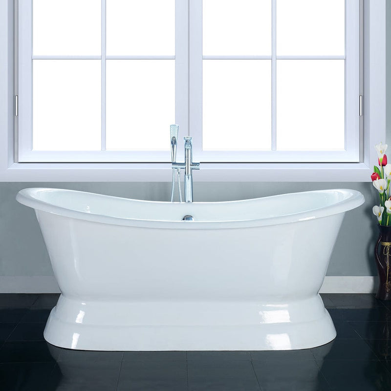 Magnus 145842 72" Conroe Cast Iron Double-Slipper Tub with Pedestal