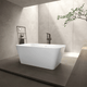 Magnus 158096 72" Extra Wide Bazel Solid Surface Stone Resin Freestanding Tub - Matte