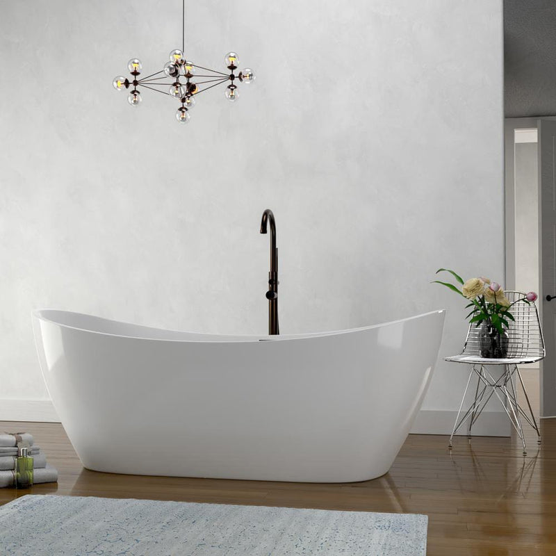 Magnus 141830 72" Extra Wide Crofton Acrylic Double-Slipper Freestanding Tub with Insulation