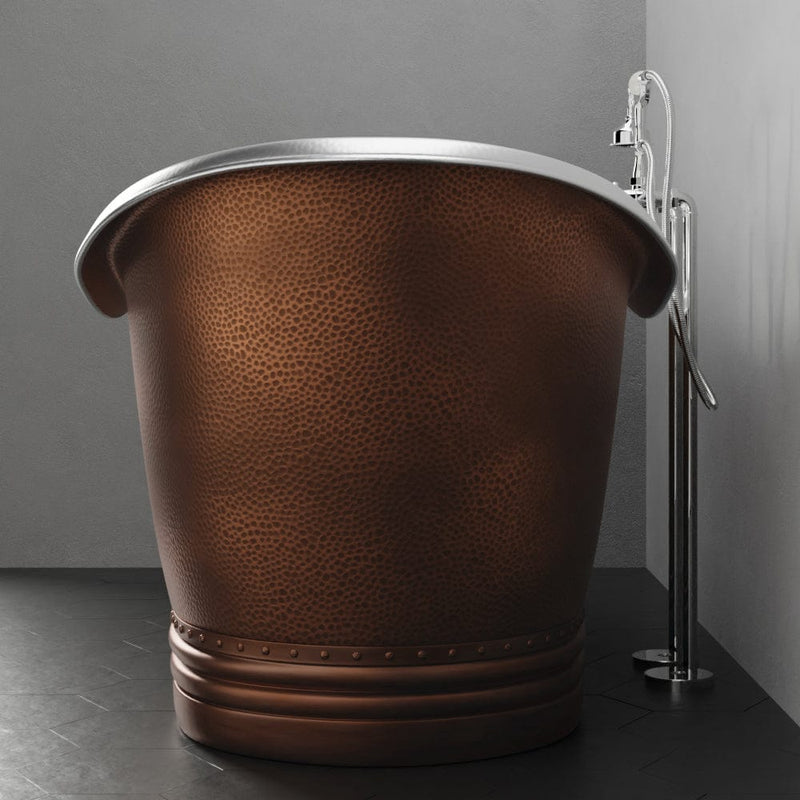 Magnus 109963 72" Findley Copper Double-Slipper Roll-Top Pedestal Tub - Nickel Interior