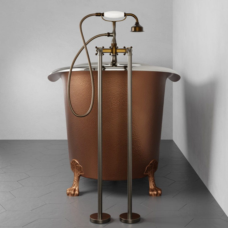 Magnus 139033 72" Forhaster Antique Copper Clawfoot Double-Slipper Tub - Nickel Interior