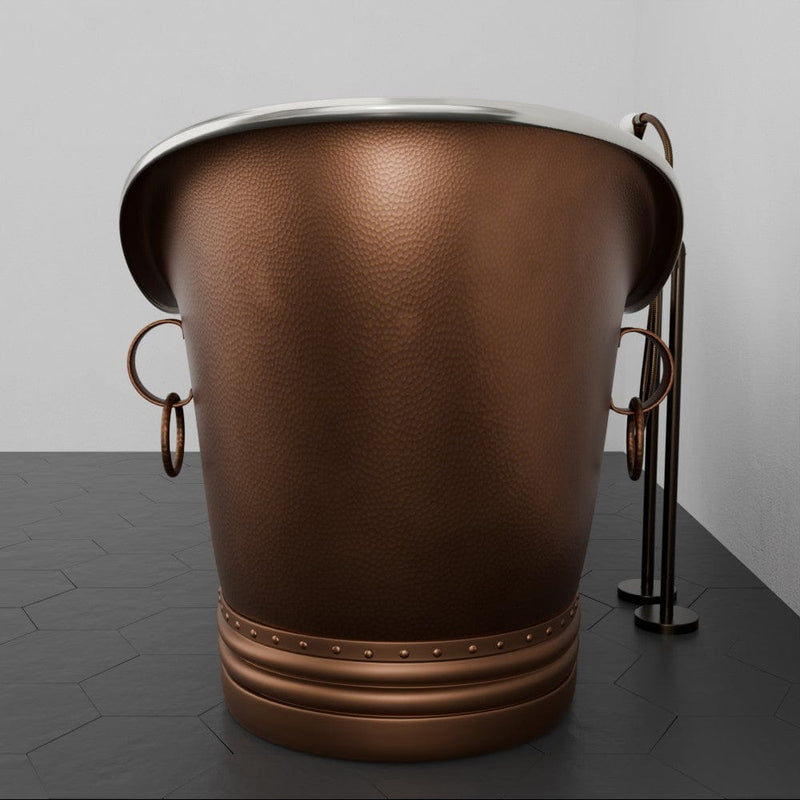 Magnus 157423 72" Francis Double Slipper Copper Pedestal Tub with Rings