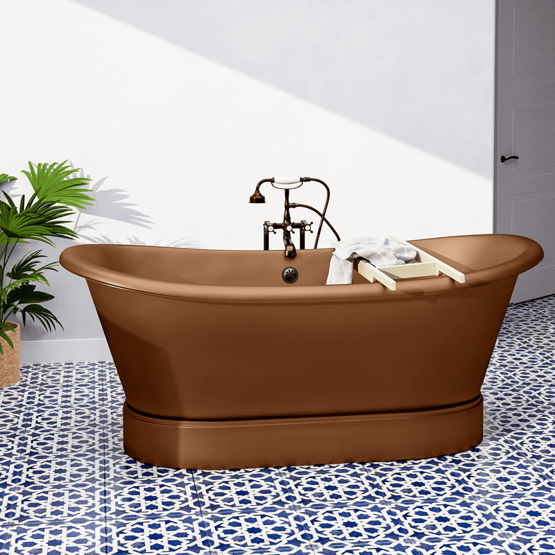 Magnus 109959 72" Gardena Copper Double-Slipper Roll-Top Pedestal Tub