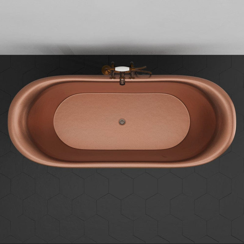 Magnus 157426 72" Hayward Hammered Copper Double Slipper Pedestal Tub with Copper Rivets