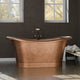 Magnus 157426 72" Hayward Hammered Copper Double Slipper Pedestal Tub with Copper Rivets