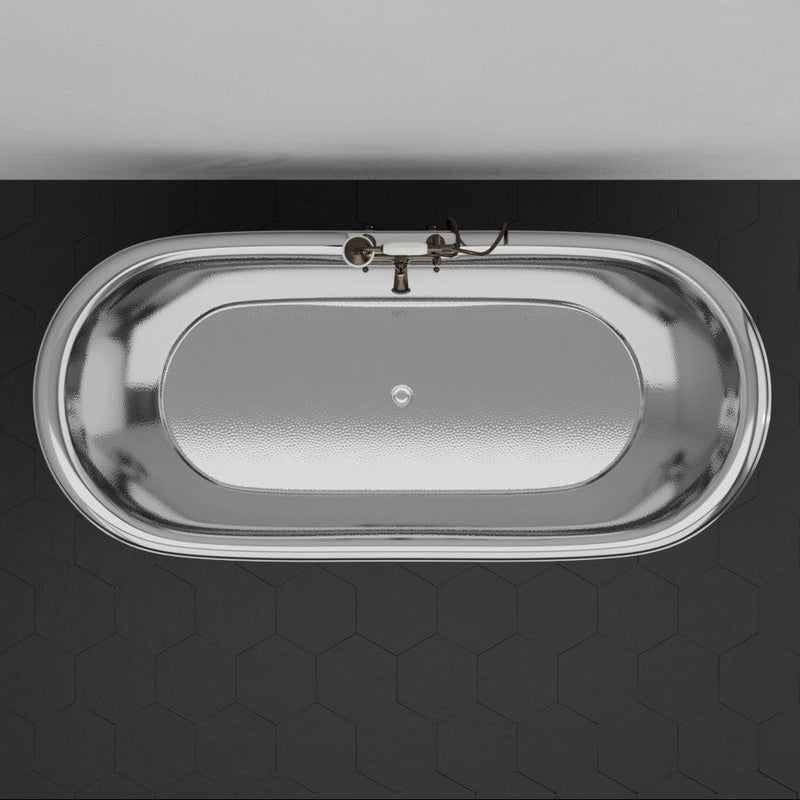 Magnus 157430 72" Kenlee Double Slipper Hammered Copper Clawfoot Tub with Rolled Rim - Polished Nickel Interior with Antique Copper Exterior
