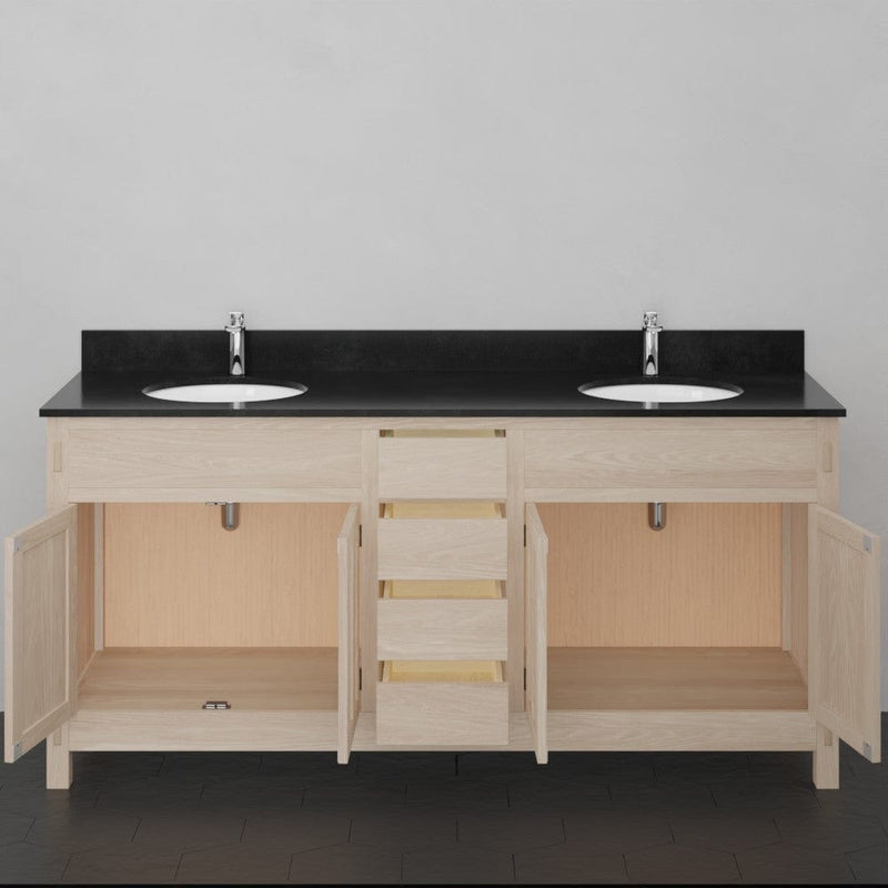 Magnus 138907 72" Mission Unfinished Red Oak Double Vanity for Undermount Sinks - 34" Height