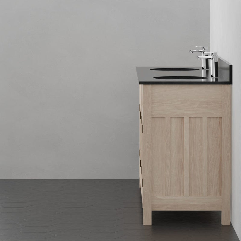 Magnus 138907 72" Mission Unfinished Red Oak Double Vanity for Undermount Sinks - 34" Height
