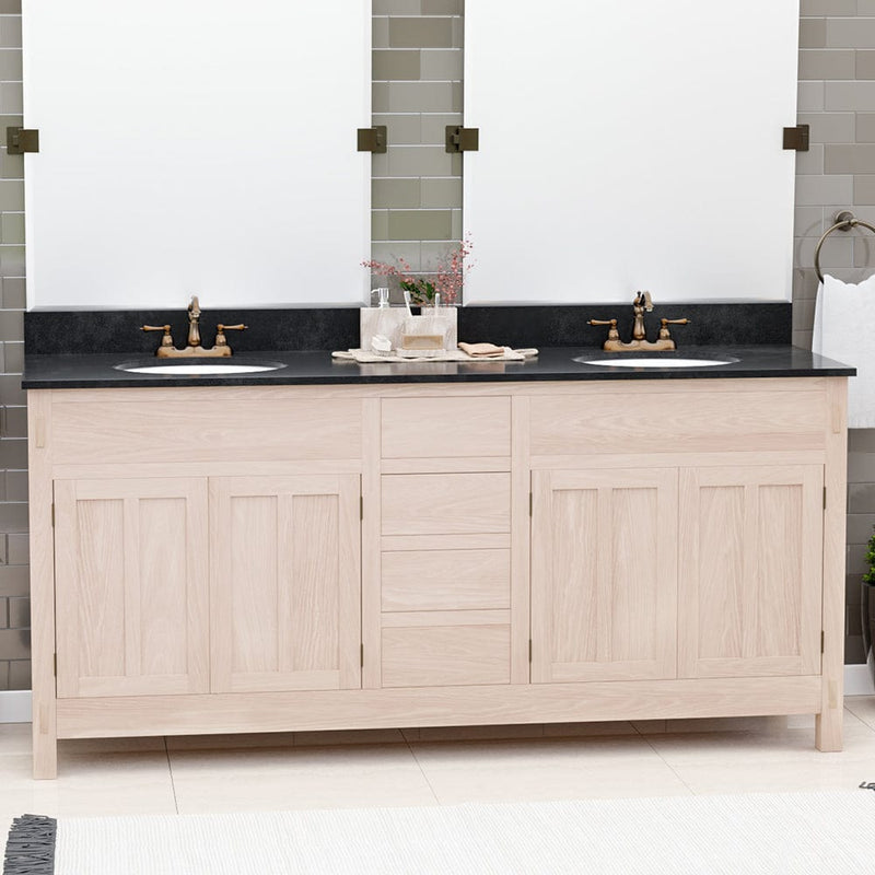 Magnus 138907 72" Mission Unfinished Red Oak Double Vanity for Undermount Sinks - 34" Height