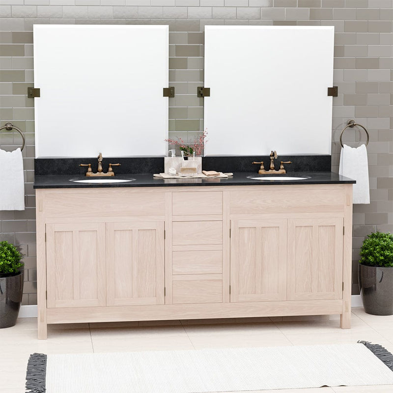 Magnus 138907 72" Mission Unfinished Red Oak Double Vanity for Undermount Sinks - 34" Height