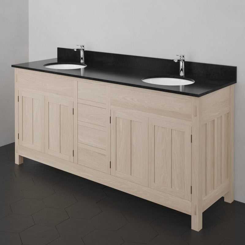 Magnus 138907 72" Mission Unfinished Red Oak Double Vanity for Undermount Sinks - 34" Height