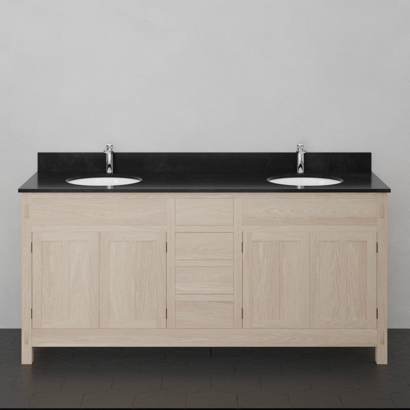 Magnus 138907 72" Mission Unfinished Red Oak Double Vanity for Undermount Sinks - 34" Height
