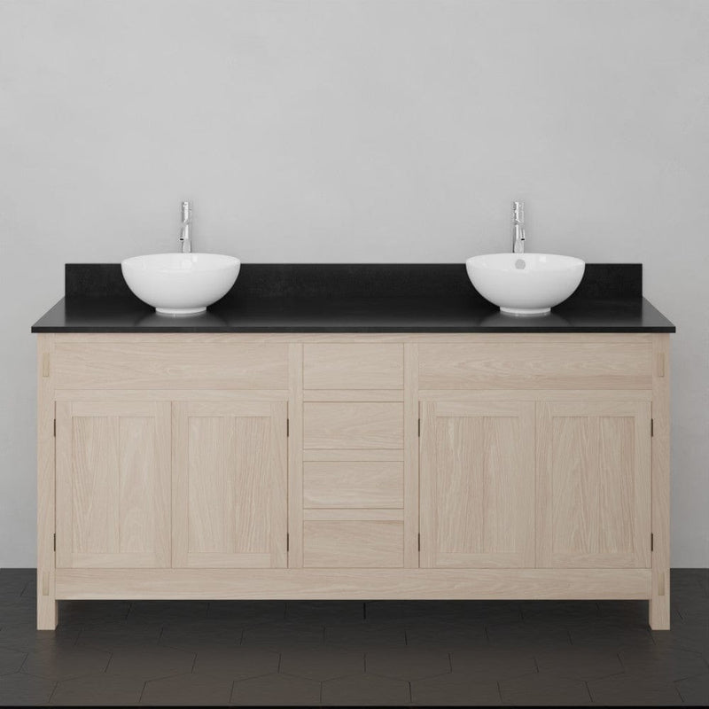 Magnus 138911 72" Mission Unfinished Red Oak Double Vanity for Vessel Sinks - 34" Height