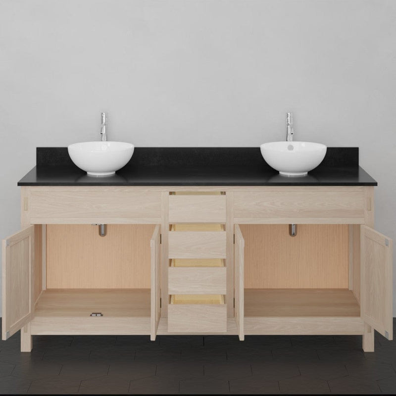 Magnus 138911 72" Mission Unfinished Red Oak Double Vanity for Vessel Sinks - 34" Height
