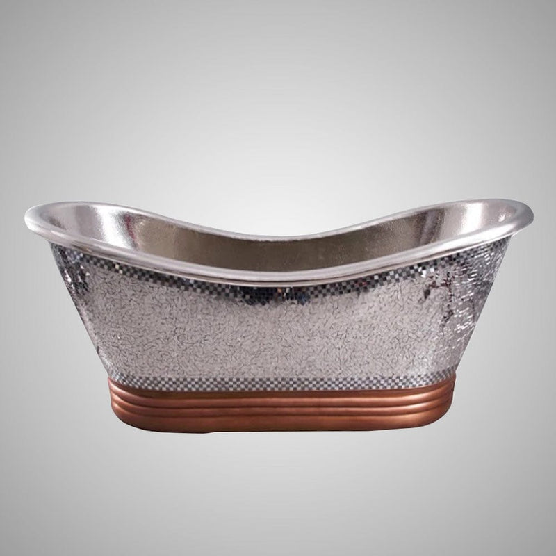 Magnus 109957 72" Pomona Copper Double-Slipper Mosaic Nickel-Plated Tub