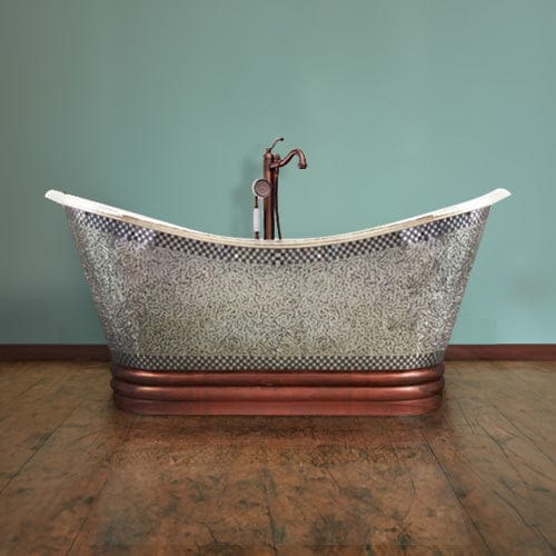 Magnus 109957 72" Pomona Copper Double-Slipper Mosaic Nickel-Plated Tub