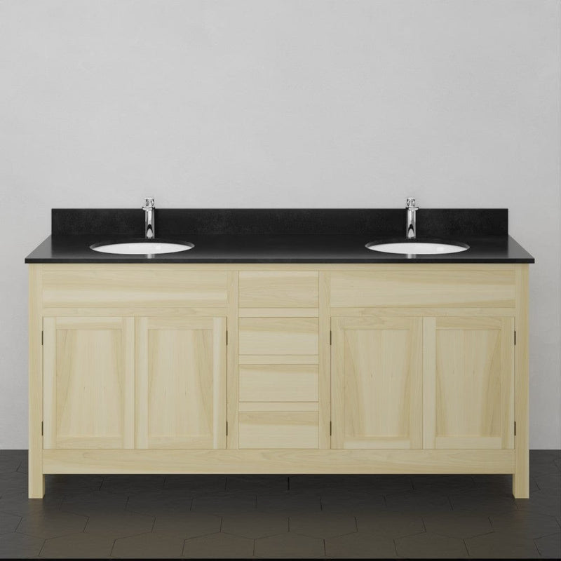 Magnus 156801 72" Unpainted Shaker Style Poplar Wood Double Vanity for Undermount Sink - 34" Height
