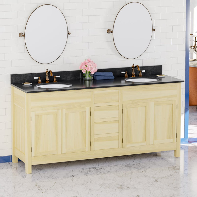 Magnus 156801 72" Unpainted Shaker Style Poplar Wood Double Vanity for Undermount Sink - 34" Height